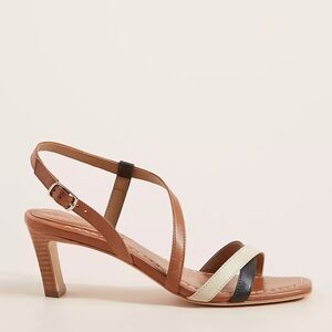 Anthropologie Bernardo Charlotte Brown Tan Black Strappy Heels